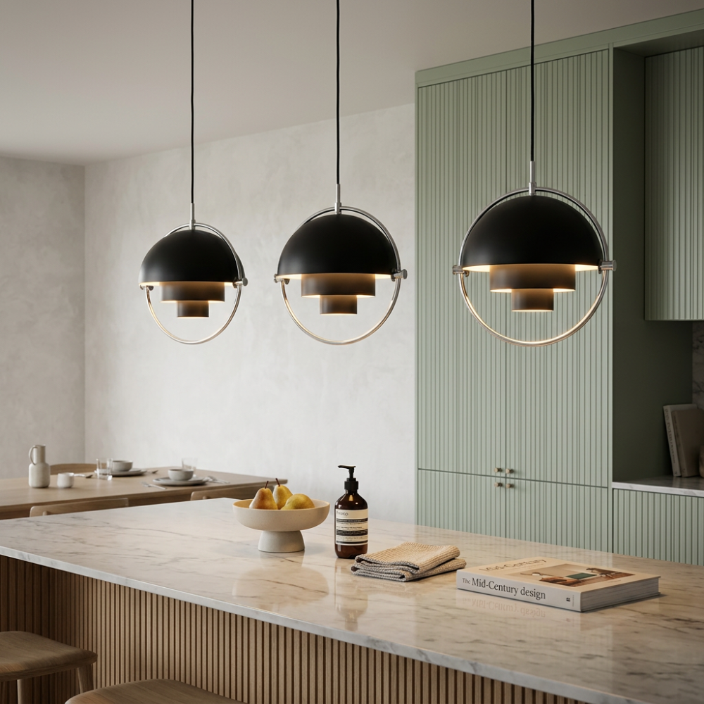Geometric Metal Pendant Light Adjustable Sphere Bauhaus Modern Kitchen Dining Room Home Decor - Stack & Clear 987
