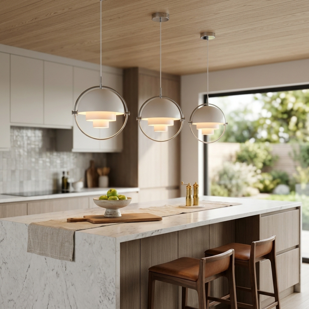 Geometric Metal Pendant Light Adjustable Sphere Bauhaus Modern Kitchen Dining Room Home Decor - Stack & Clear 989