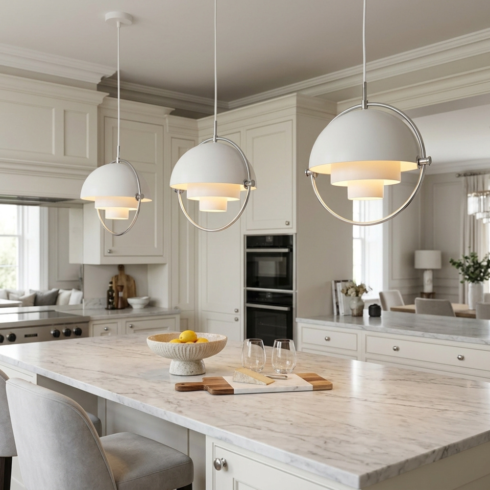Geometric Metal Pendant Light Adjustable Sphere Bauhaus Modern Kitchen Dining Room Home Decor - Stack & Clear 990