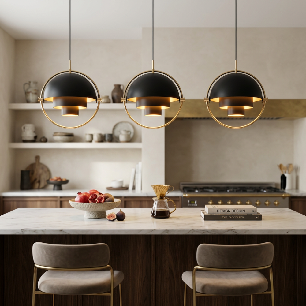 Geometric Metal Pendant Light Adjustable Sphere Bauhaus Modern Kitchen Dining Room Home Decor - Stack & Clear 993