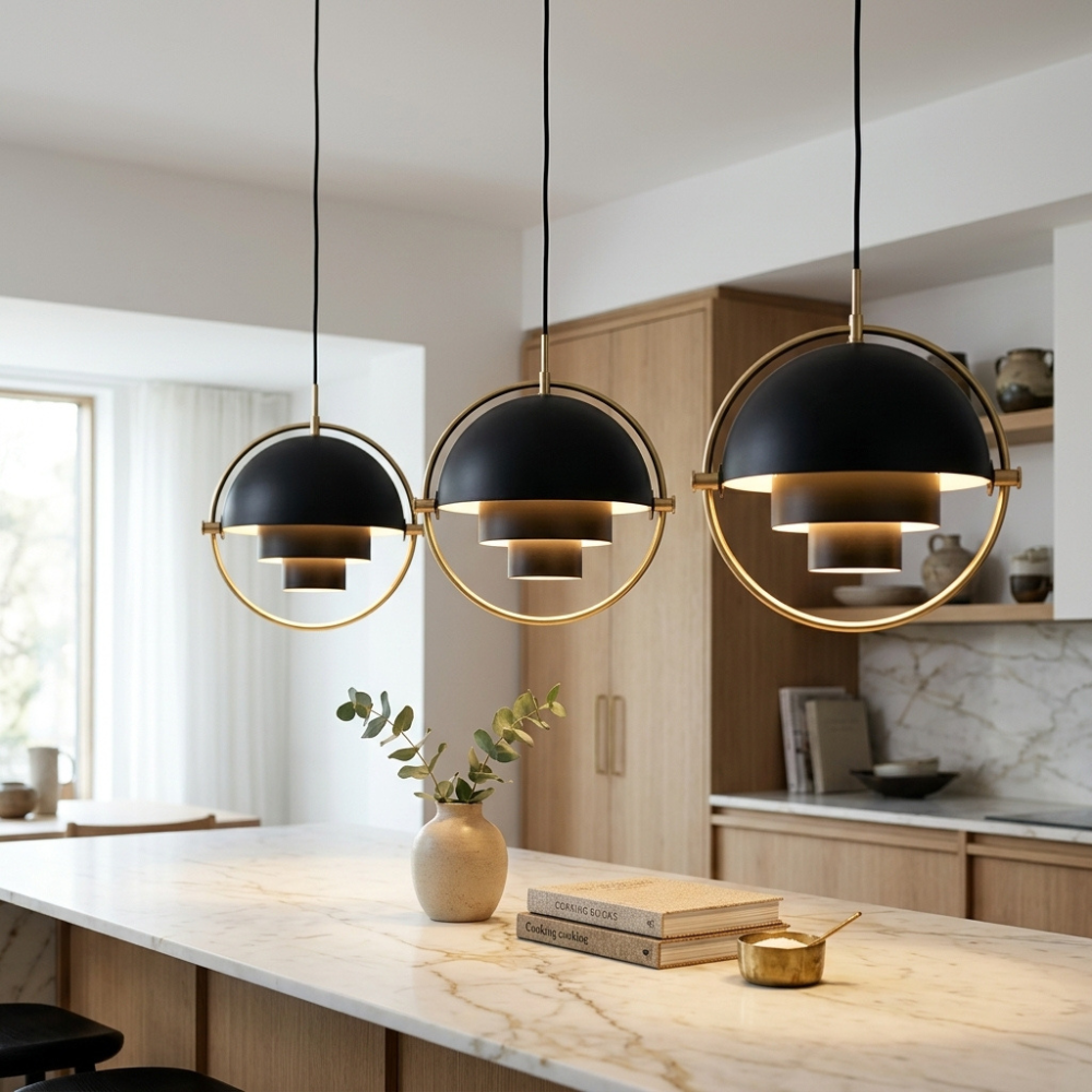 Geometric Metal Pendant Light Adjustable Sphere Bauhaus Modern Kitchen Dining Room Home Decor - Stack & Clear 994