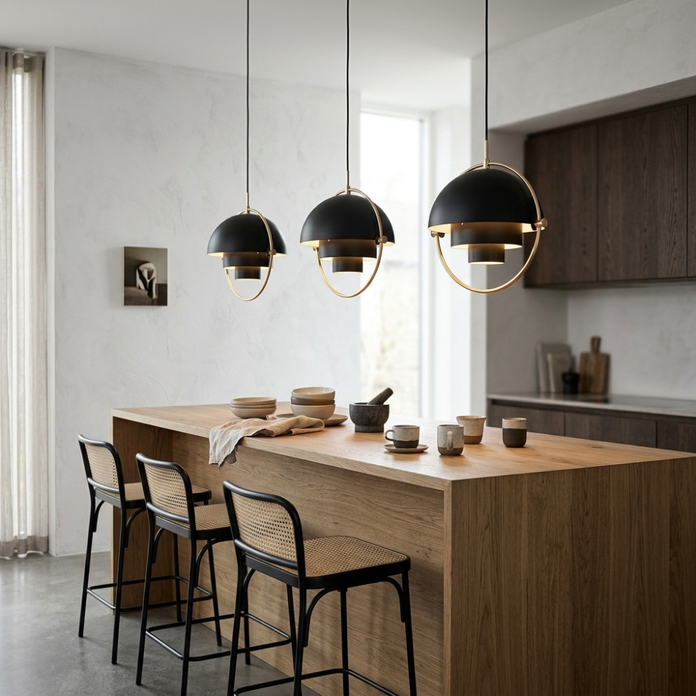 Geometric Metal Pendant Light Adjustable Sphere Bauhaus Modern Kitchen Dining Room Home Decor - Stack & Clear 995