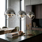 Geometric Metal Pendant Light Adjustable Sphere Bauhaus Modern Kitchen Dining Room Home Decor - Stack & Clear 996