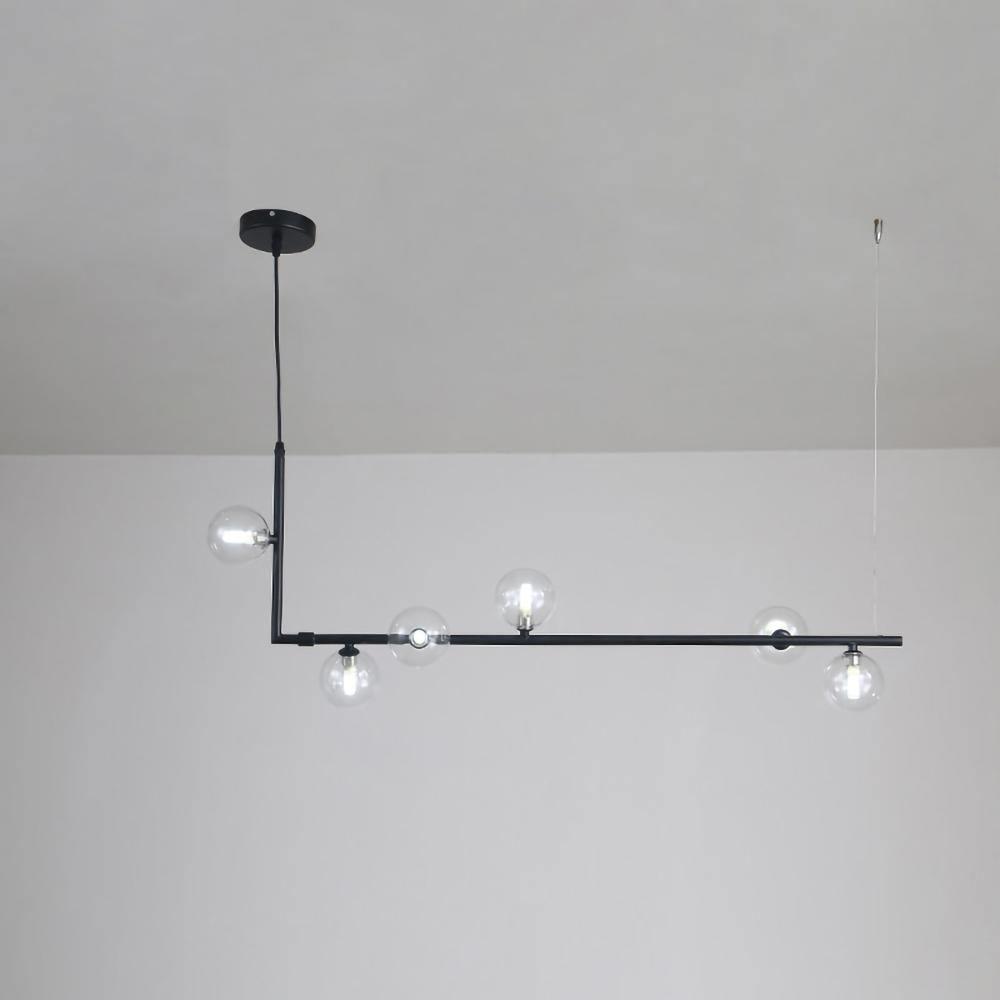 Geometric Pendant Light Clear Glass Adjustable Height Metal 0