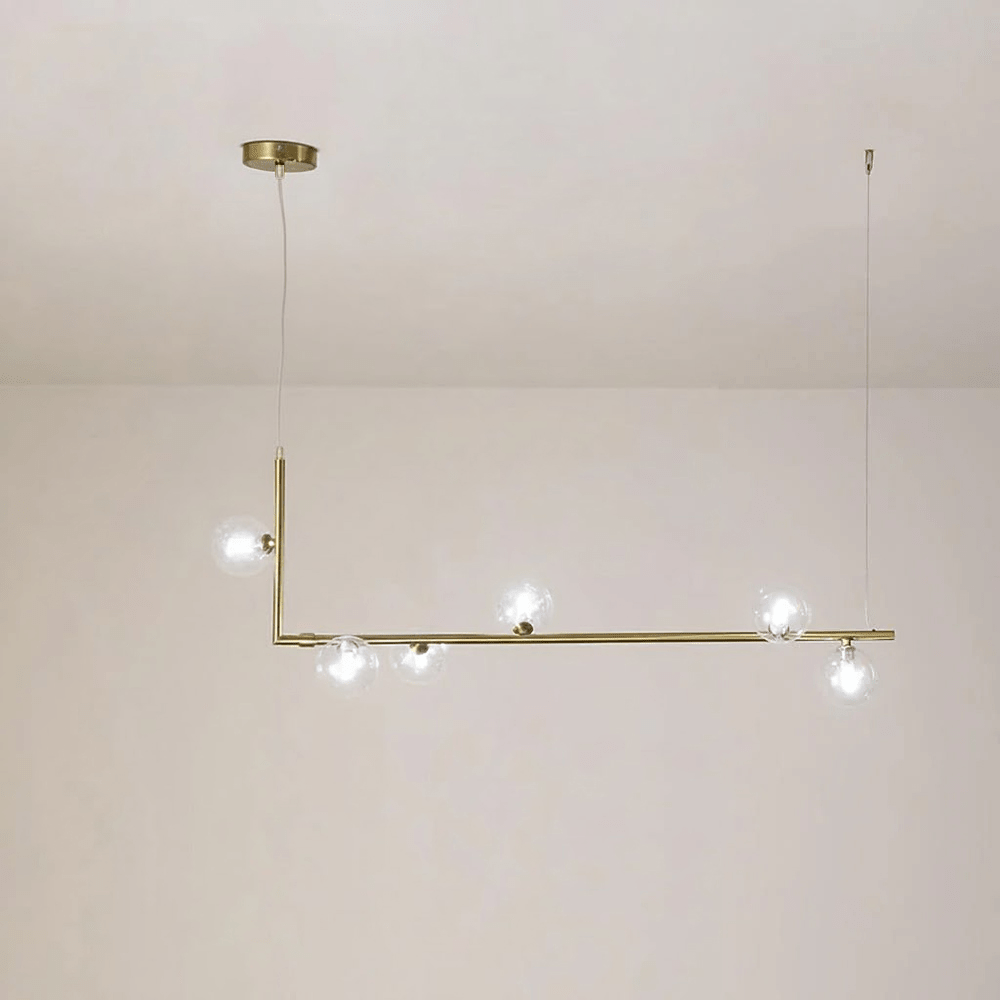 Geometric Pendant Light Clear Glass Adjustable Height Metal 10