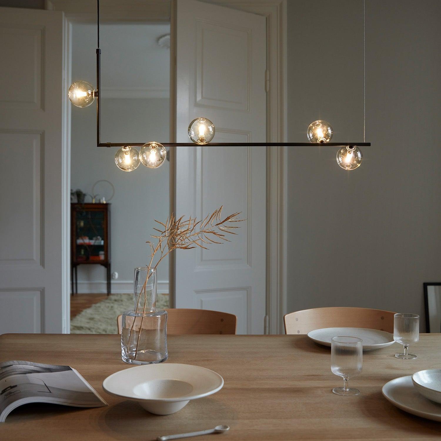 Geometric Pendant Light Clear Glass Adjustable Height Metal 2