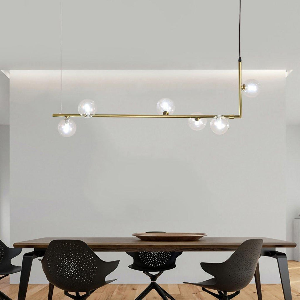 Geometric Pendant Light Clear Glass Adjustable Height Metal 3