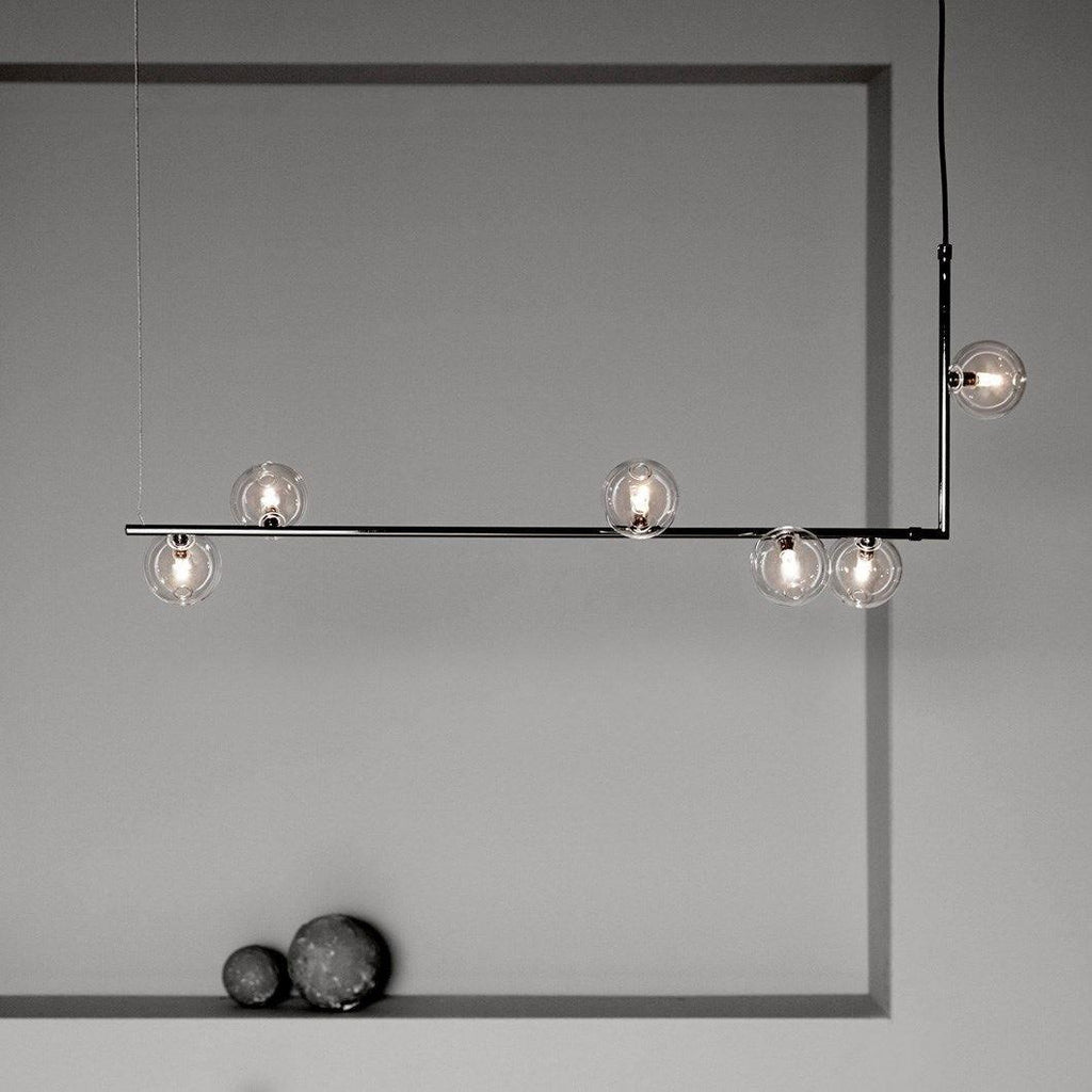 Geometric Pendant Light Clear Glass Adjustable Height Metal 4