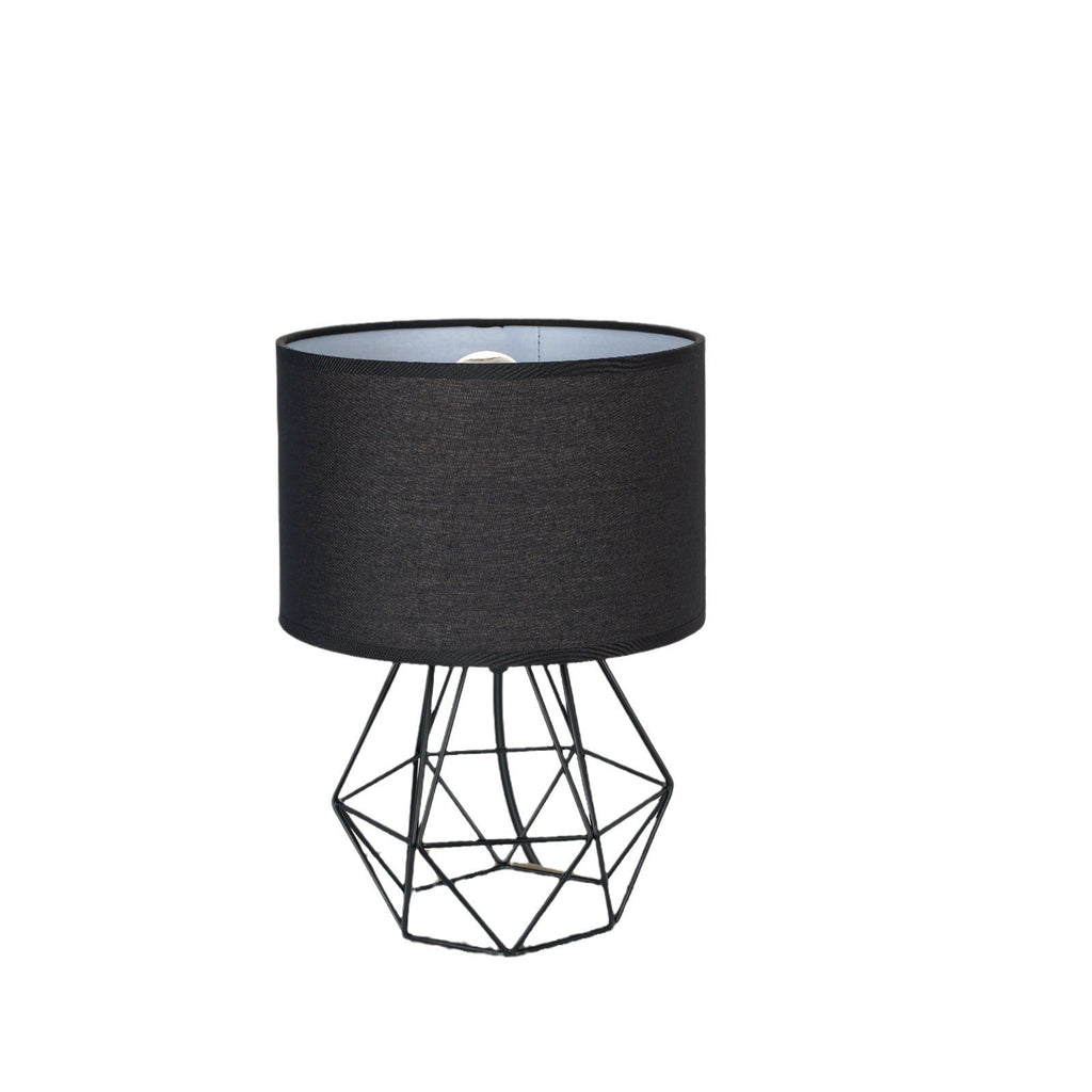 Geometric Table Lamp with Dual Lighting Modes – Modern Iron and Cloth Design for Bedside or Desk Use 0