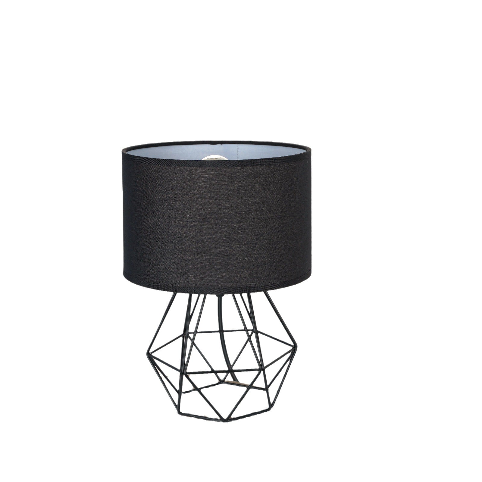 Geometric Table Lamp with Dual Lighting Modes – Modern Iron and Cloth Design for Bedside or Desk Use 0