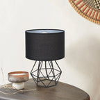 Geometric Table Lamp with Dual Lighting Modes – Modern Iron and Cloth Design for Bedside or Desk Use 1