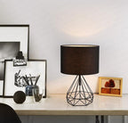Geometric Table Lamp with Dual Lighting Modes – Modern Iron and Cloth Design for Bedside or Desk Use 3