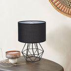 Geometric Table Lamp with Dual Lighting Modes – Modern Iron and Cloth Design for Bedside or Desk Use 7