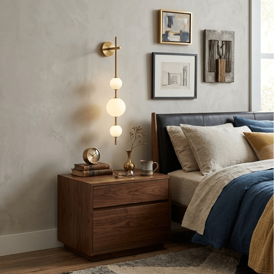 Glam Minimalist LED Wall Sconce Gold Metal Finish Glass Shade 2