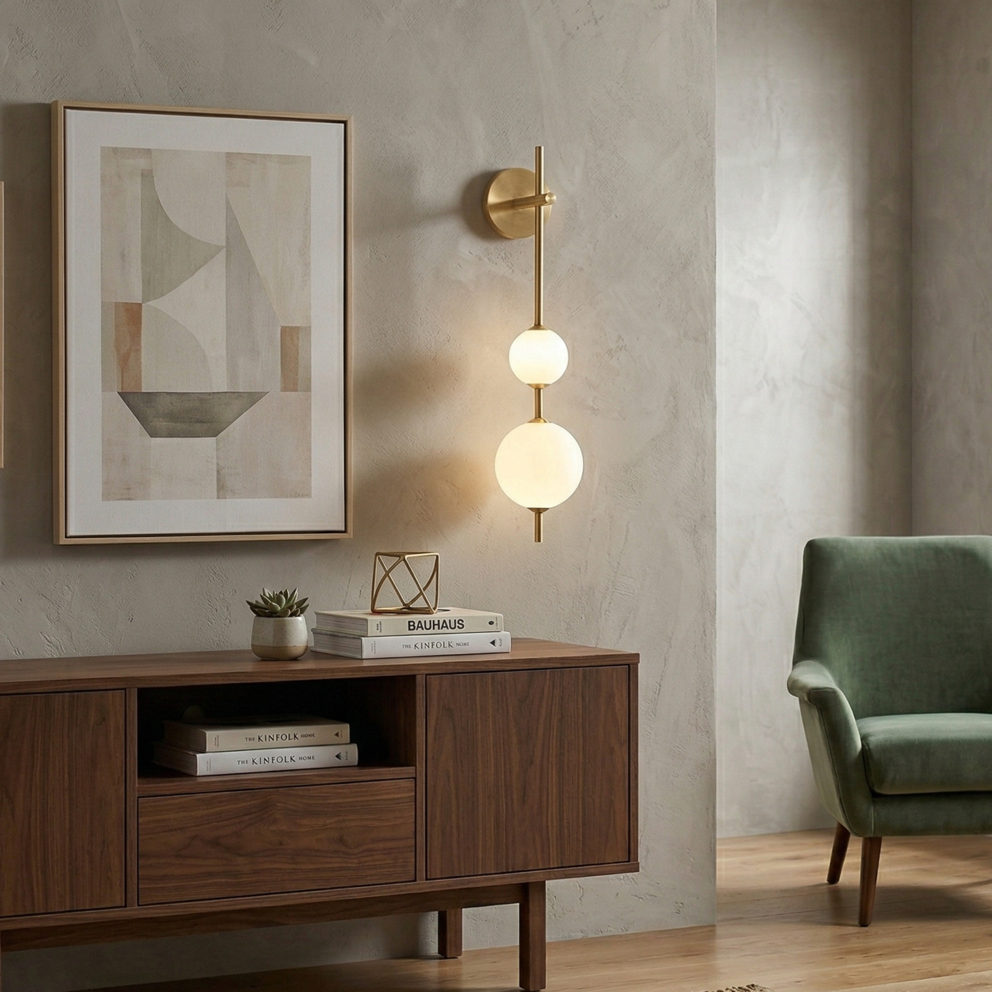 Glam Minimalist LED Wall Sconce Gold Metal Finish Glass Shade 99