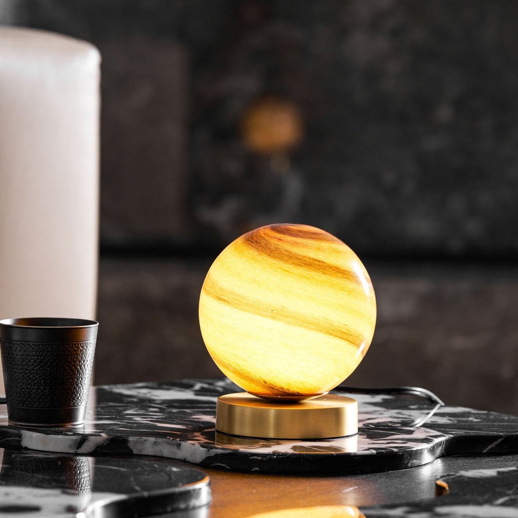 Glass Ball Bedside Lamp with Gold Brass Base 2
