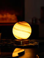 Glass Ball Bedside Lamp with Gold Brass Base 4