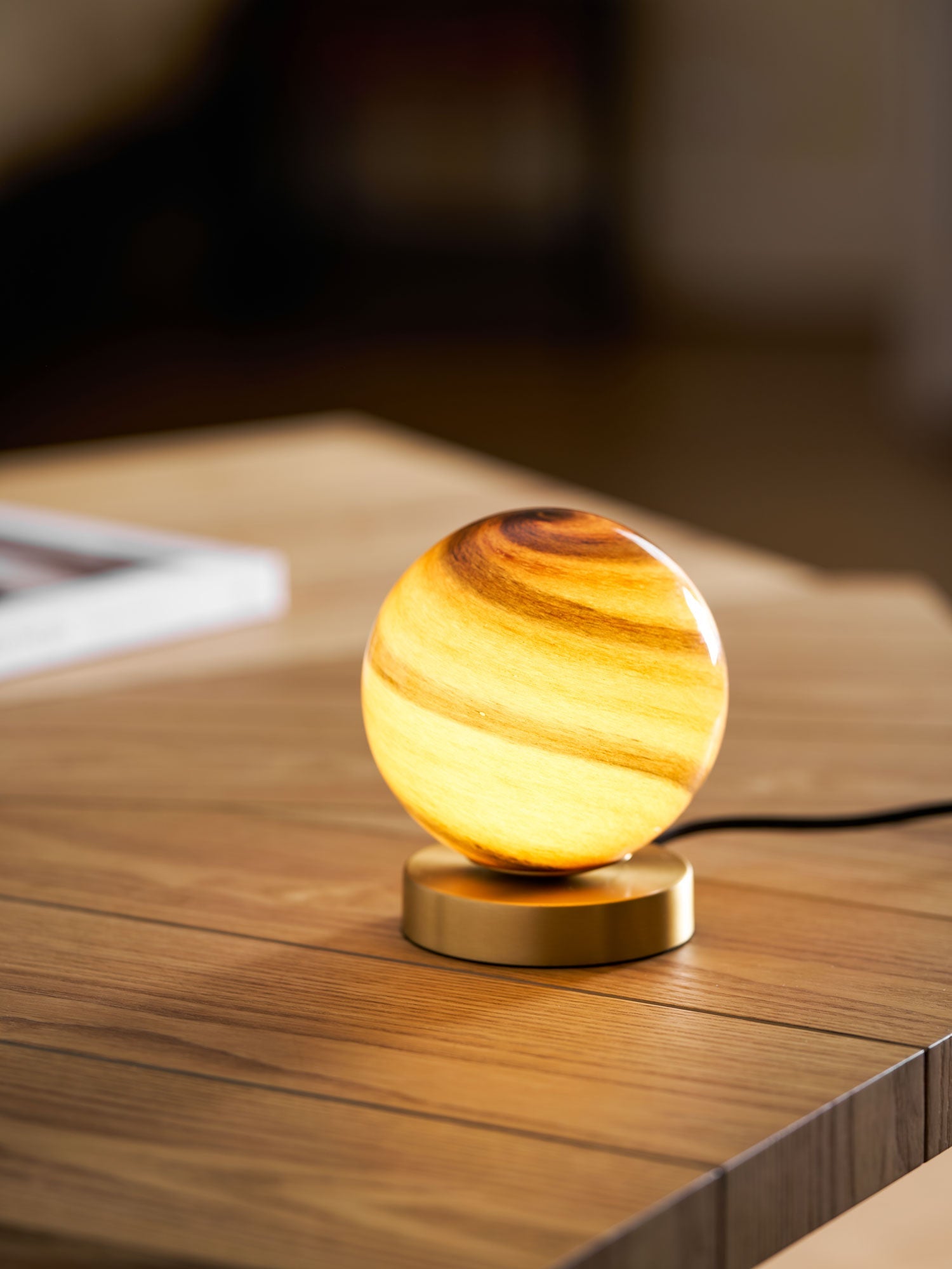 Glass Ball Bedside Lamp with Gold Brass Base 5
