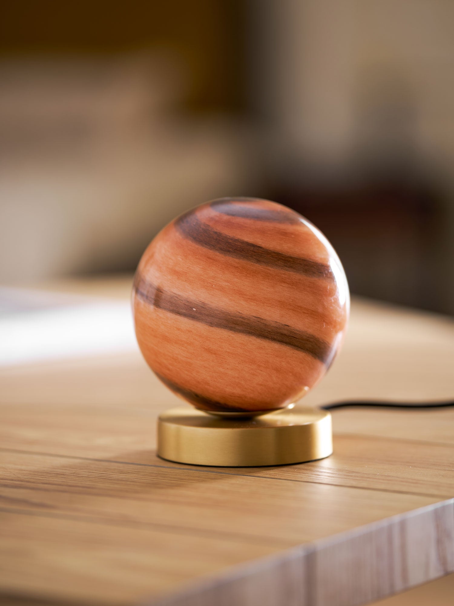 Glass Ball Bedside Lamp with Gold Brass Base 6