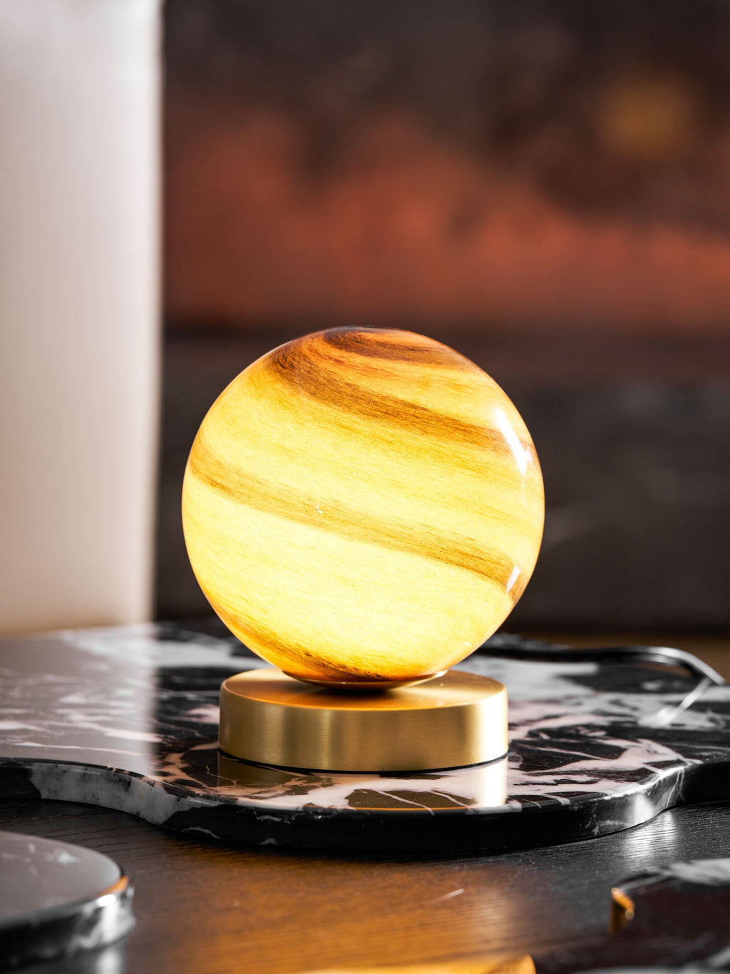 Glass Ball Bedside Lamp with Gold Brass Base 8