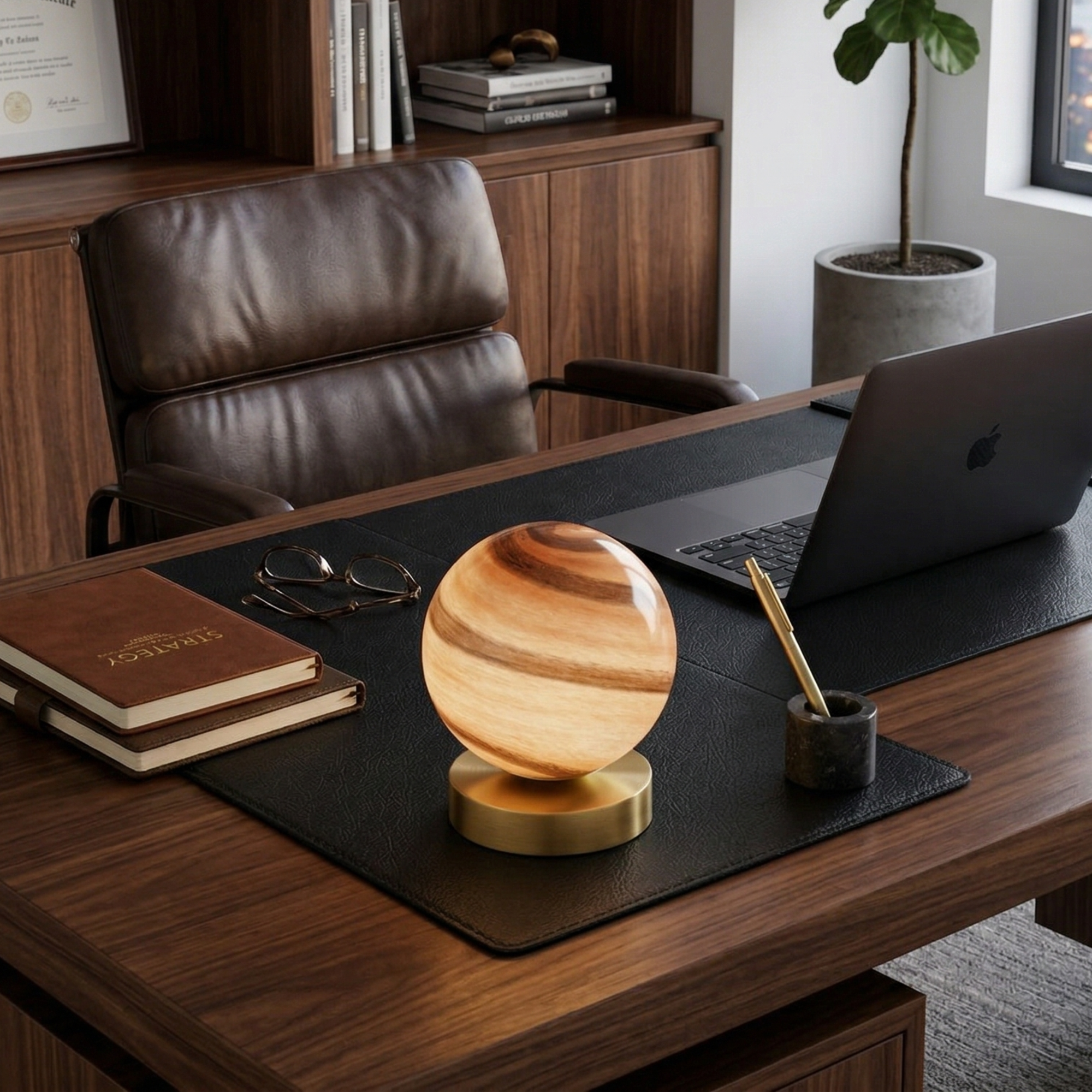 Glass Ball Bedside Lamp with Gold Brass Base 99