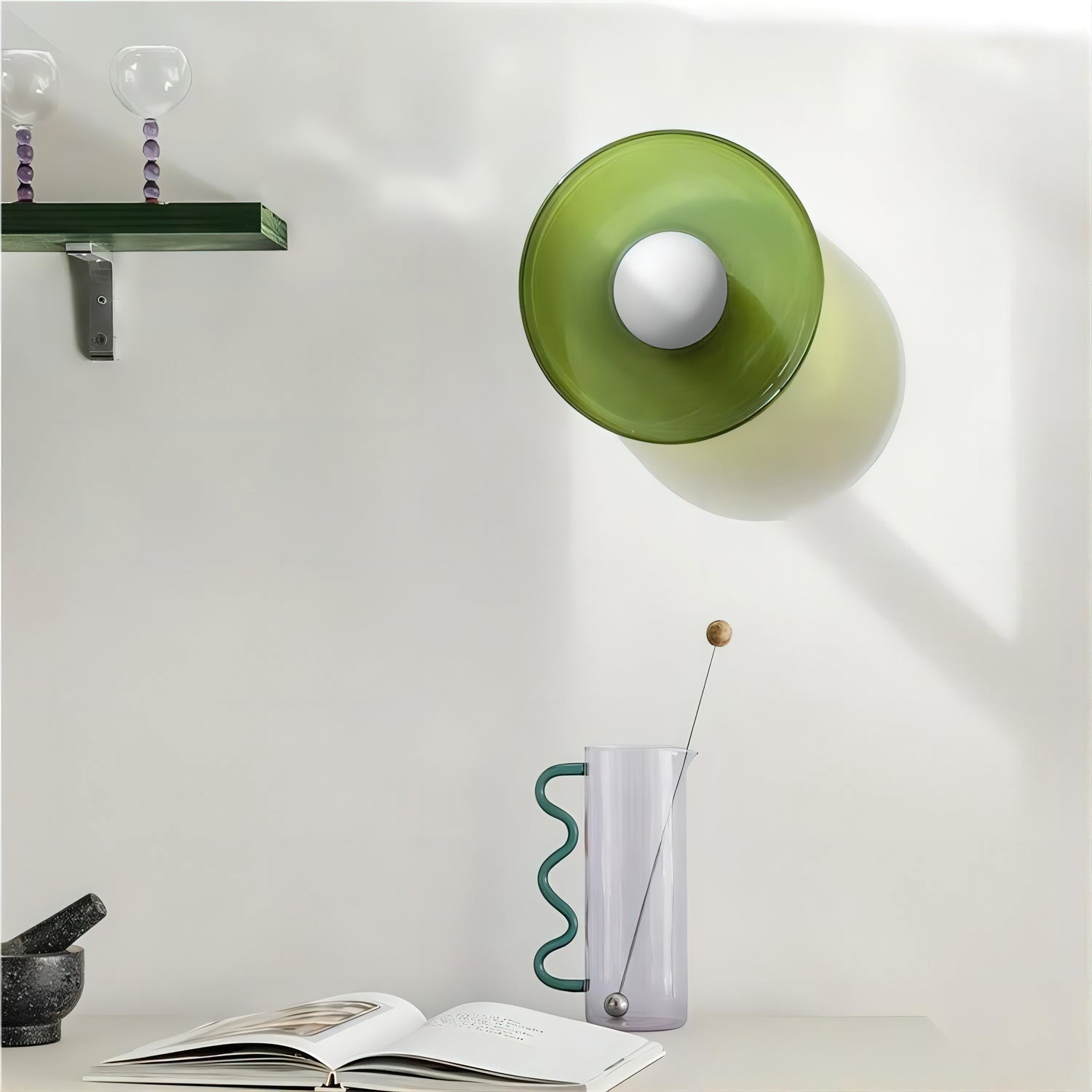 Glass Disc Flush Mount Ceiling Light Globe Bauhaus Convertible Wall Light Home Decor - Stack & Clear 3