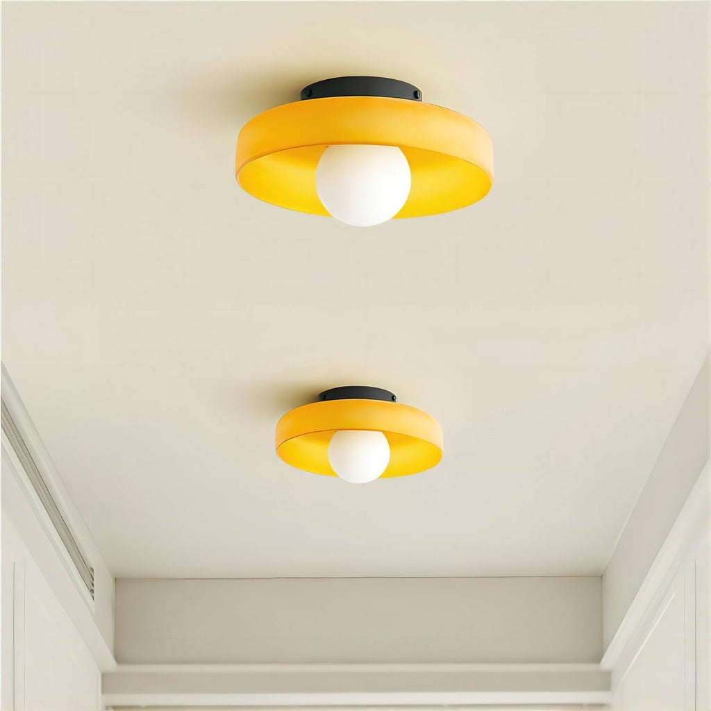 Glass Disc Flush Mount Ceiling Light Globe Bauhaus Convertible Wall Light Home Decor - Stack & Clear 5