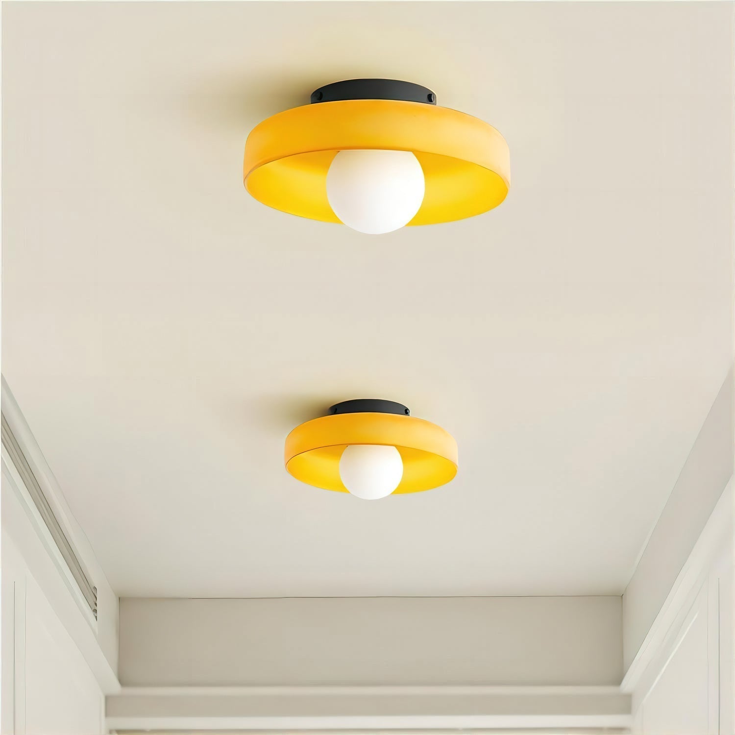 Glass Disc Flush Mount Ceiling Light Globe Bauhaus Convertible Wall Light Home Decor - Stack & Clear 5