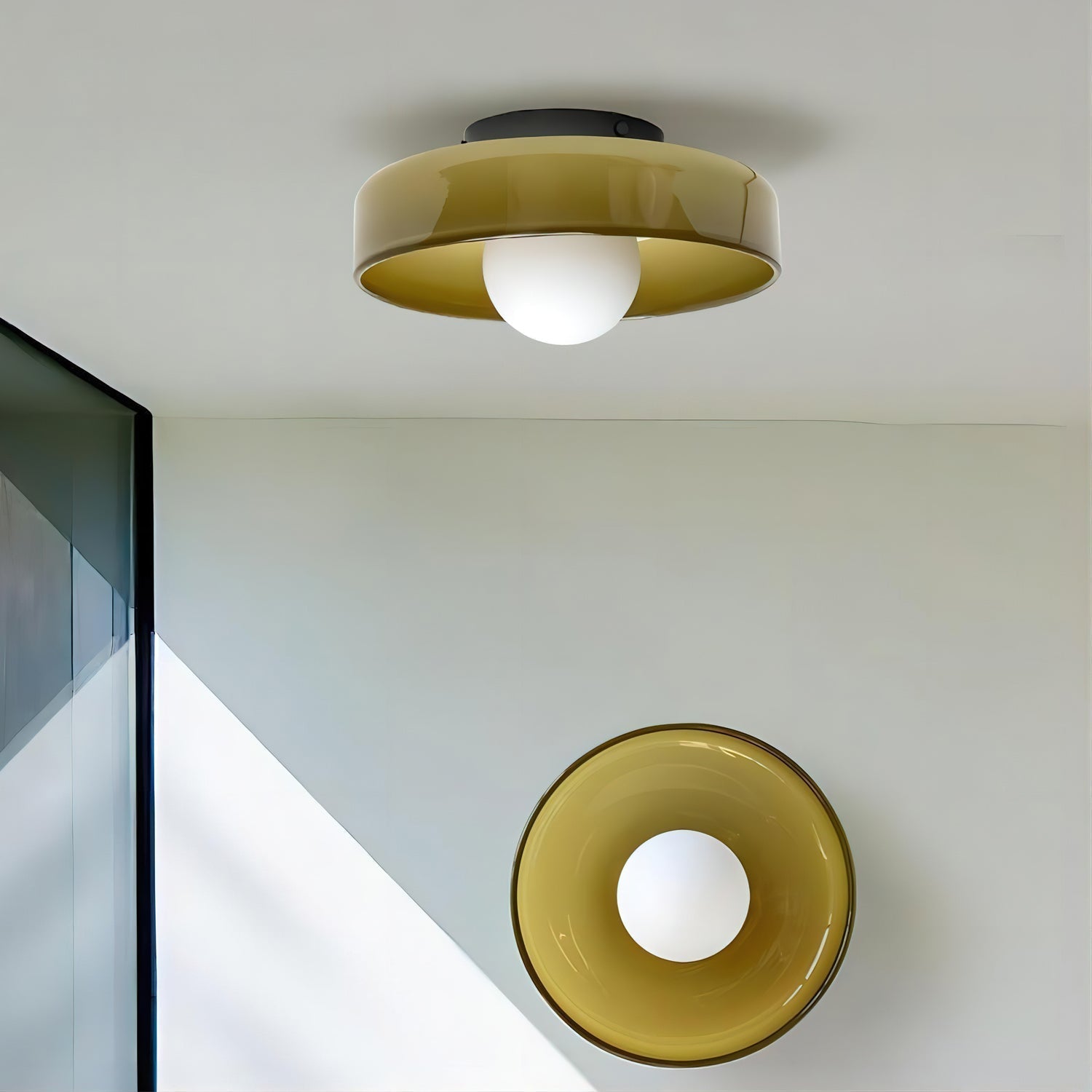 Glass Disc Flush Mount Ceiling Light Globe Bauhaus Convertible Wall Light Home Decor - Stack & Clear 6