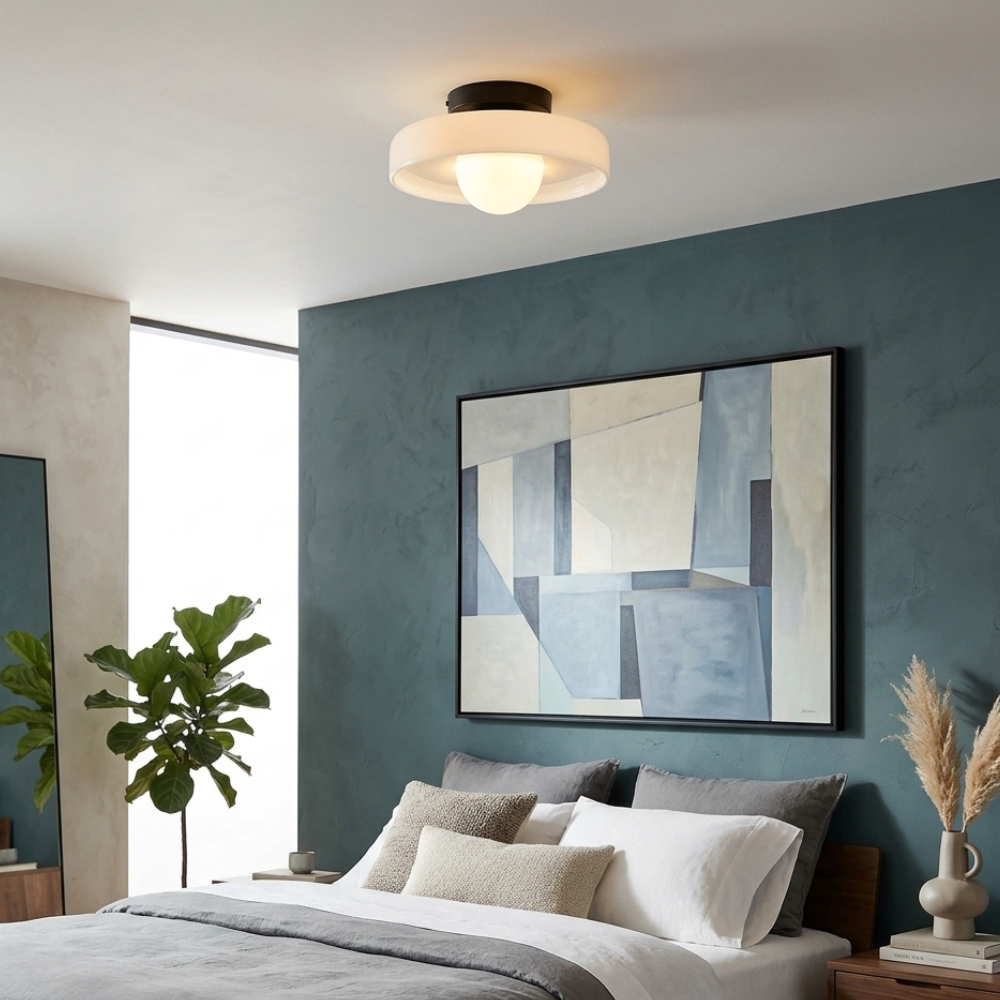 Glass Disc Flush Mount Ceiling Light Globe Bauhaus Convertible Wall Light Home Decor - Stack & Clear 98
