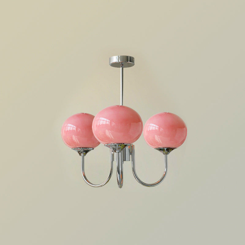 Glass Globe Chandelier 3 Light Vintage Bauhaus Living Room Dining Room Home Decor - Stack & Clear 10
