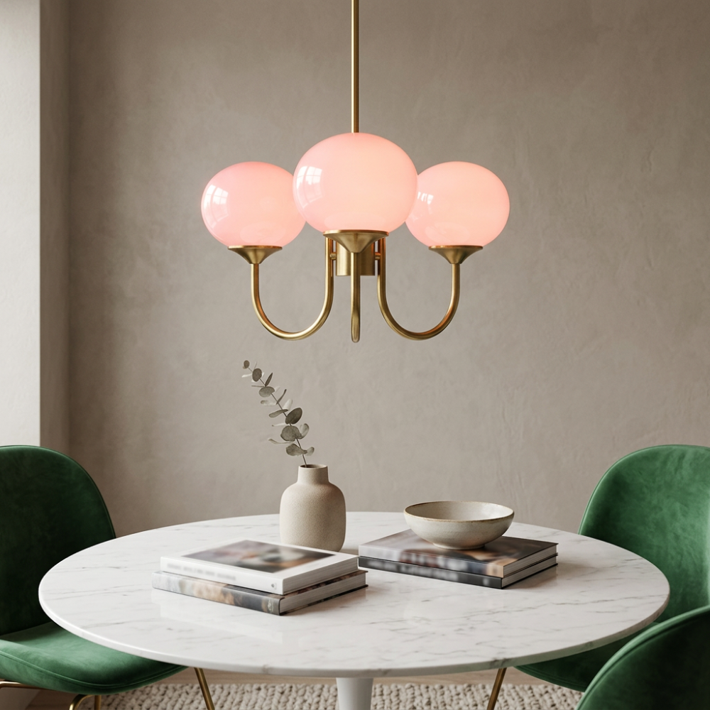 Glass Globe Chandelier 3 Light Vintage Bauhaus Living Room Dining Room Home Decor - Stack & Clear 9997