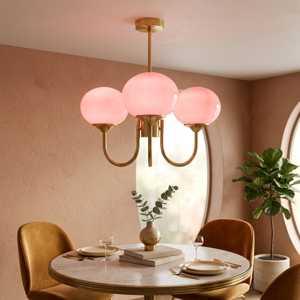 Glass Globe Chandelier 3 Light Vintage Bauhaus Living Room Dining Room Home Decor - Stack & Clear 9999