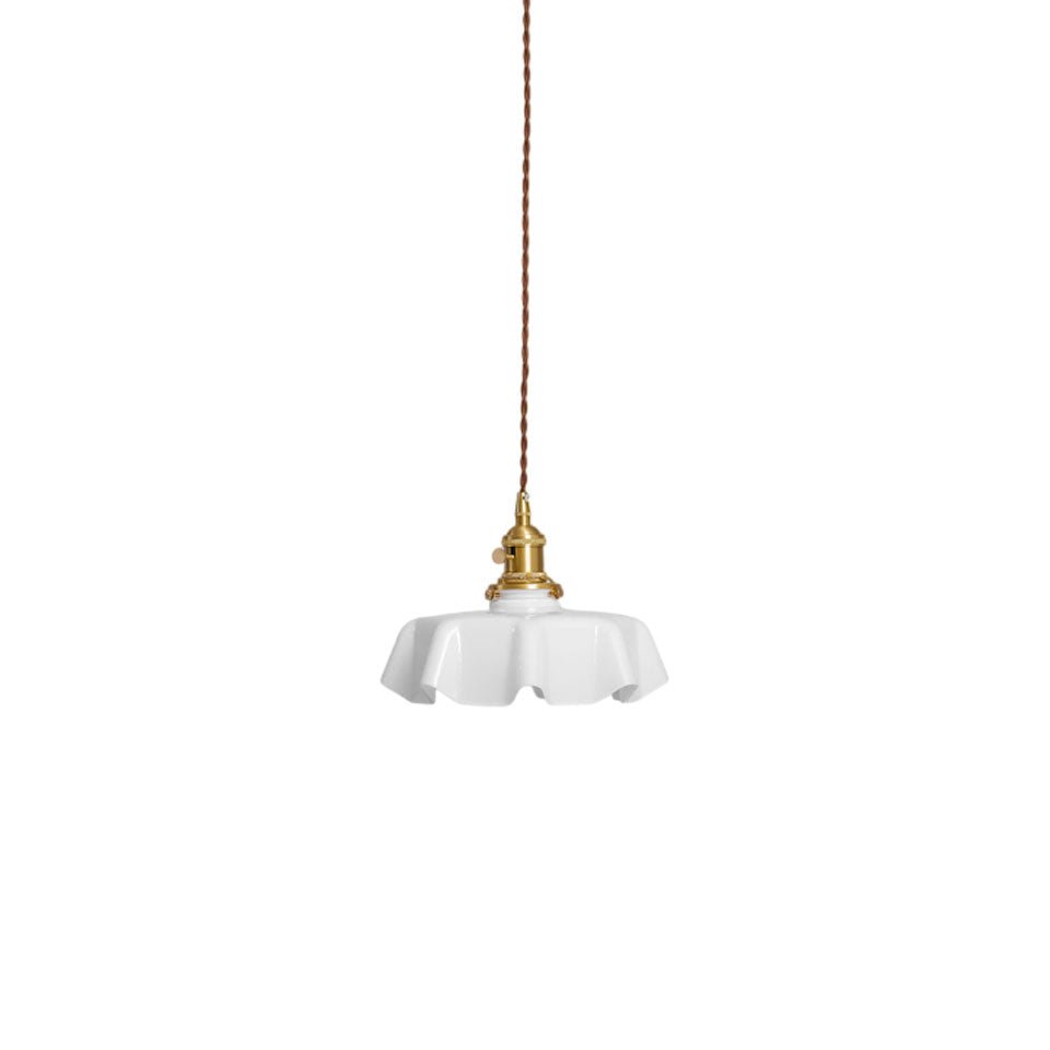 Glass Pendant Light Brass Flower Shade Vintage French Adjustable Kitchen Dining Home Decor Stack Clear 0