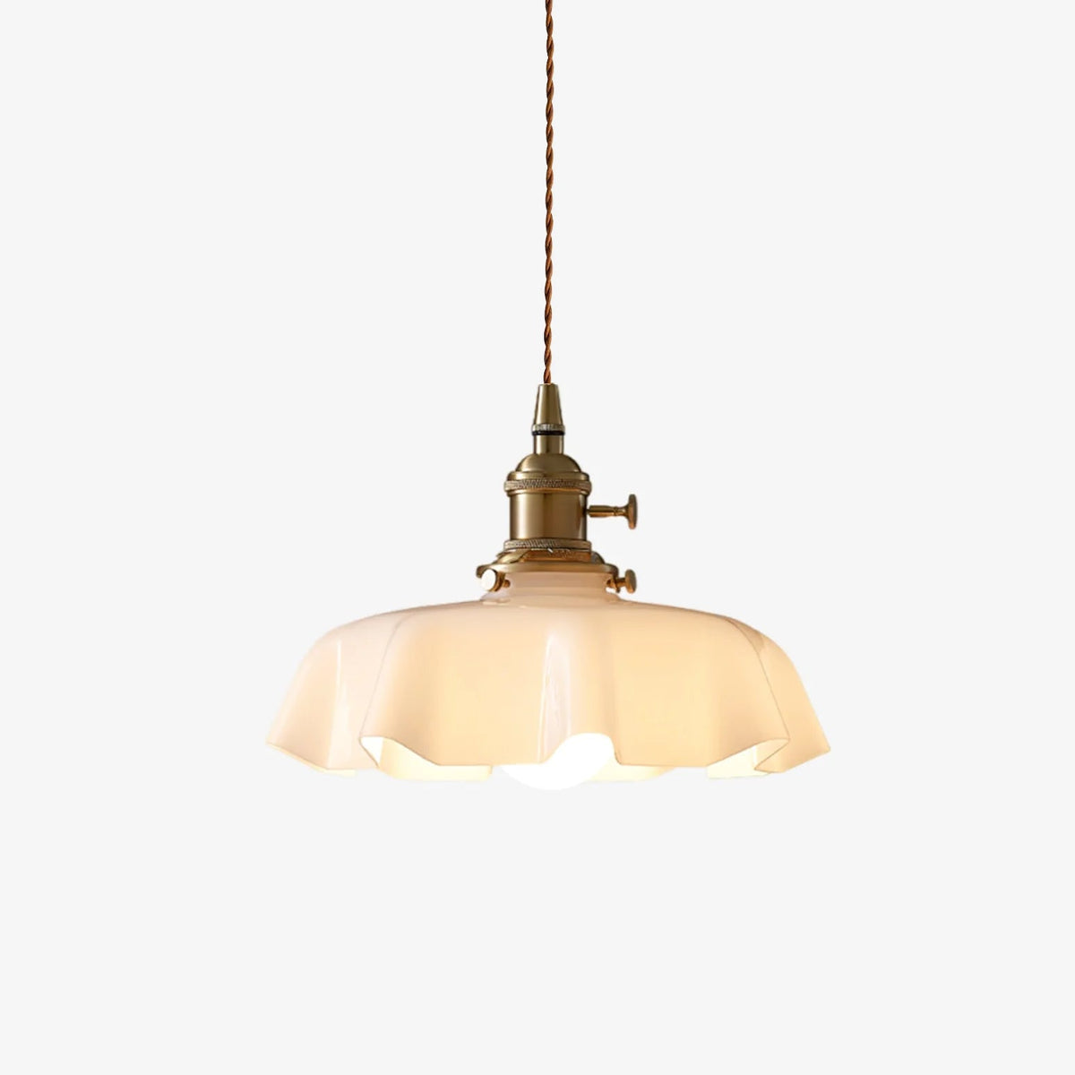 Glass Pendant Light Brass Flower Shade Vintage French Adjustable Kitchen Dining Home Decor Stack Clear 1