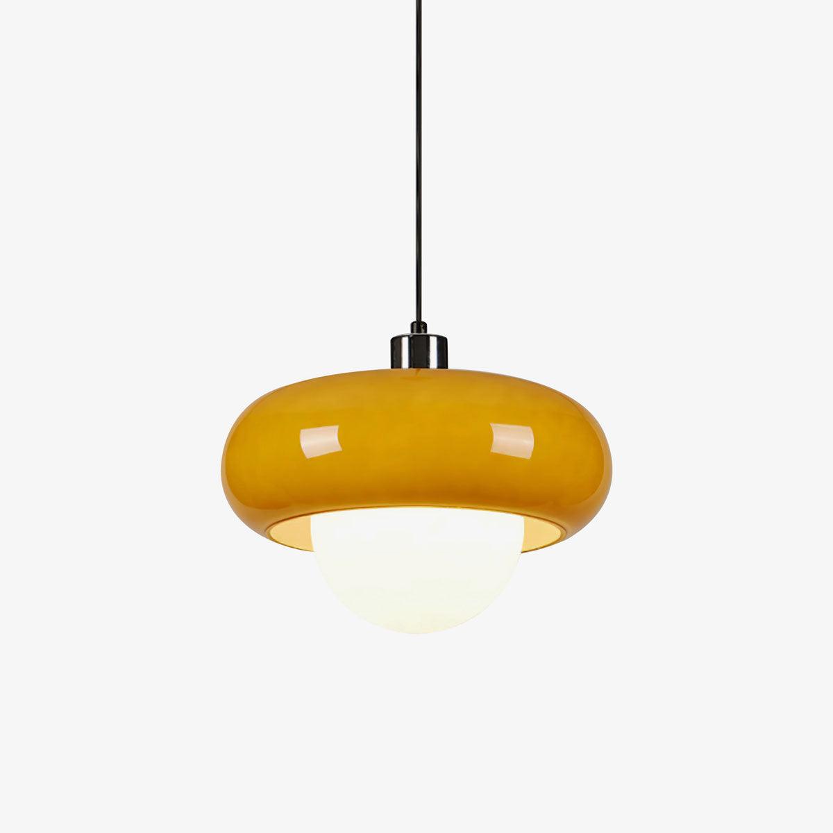 Glass Pendant Light Chrome Mushroom Shade Vintage Bauhaus Adjustable Height Kitchen Dining Room Home Decor - Stack & Clear 1