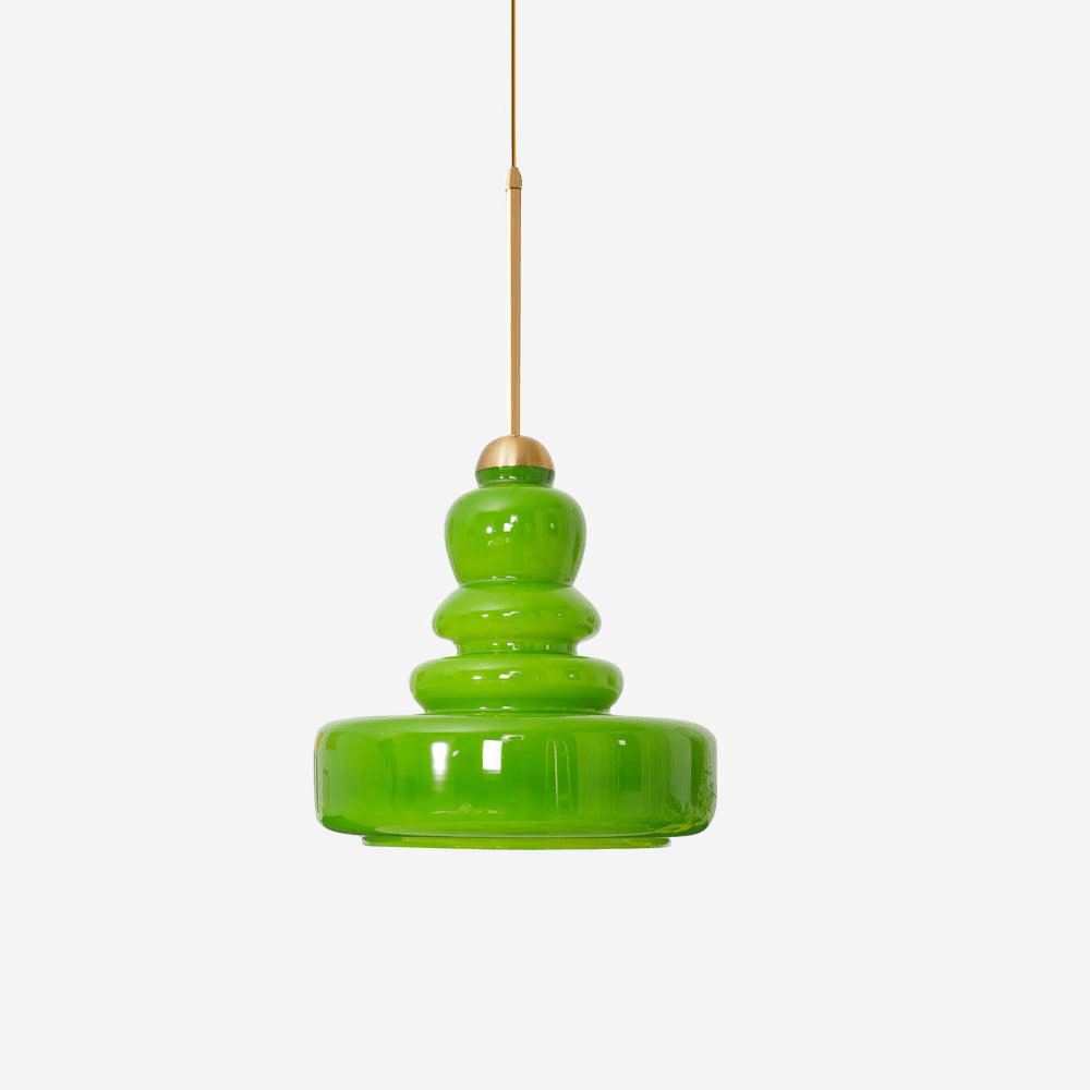 Glass Stacked Pendant Light Brass Fitting Art Deco Adjustable Height Kitchen Dining Room Home Decor - Stack & Clear 1