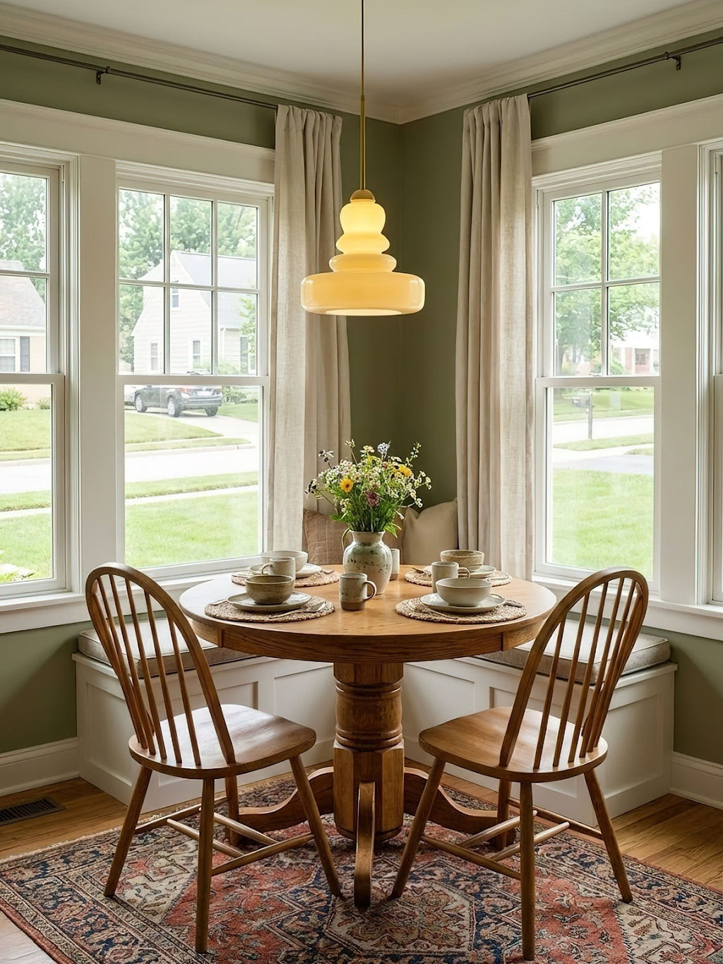 Glass Stacked Pendant Light Brass Fitting Art Deco Adjustable Height Kitchen Dining Room Home Decor - Stack & Clear 6