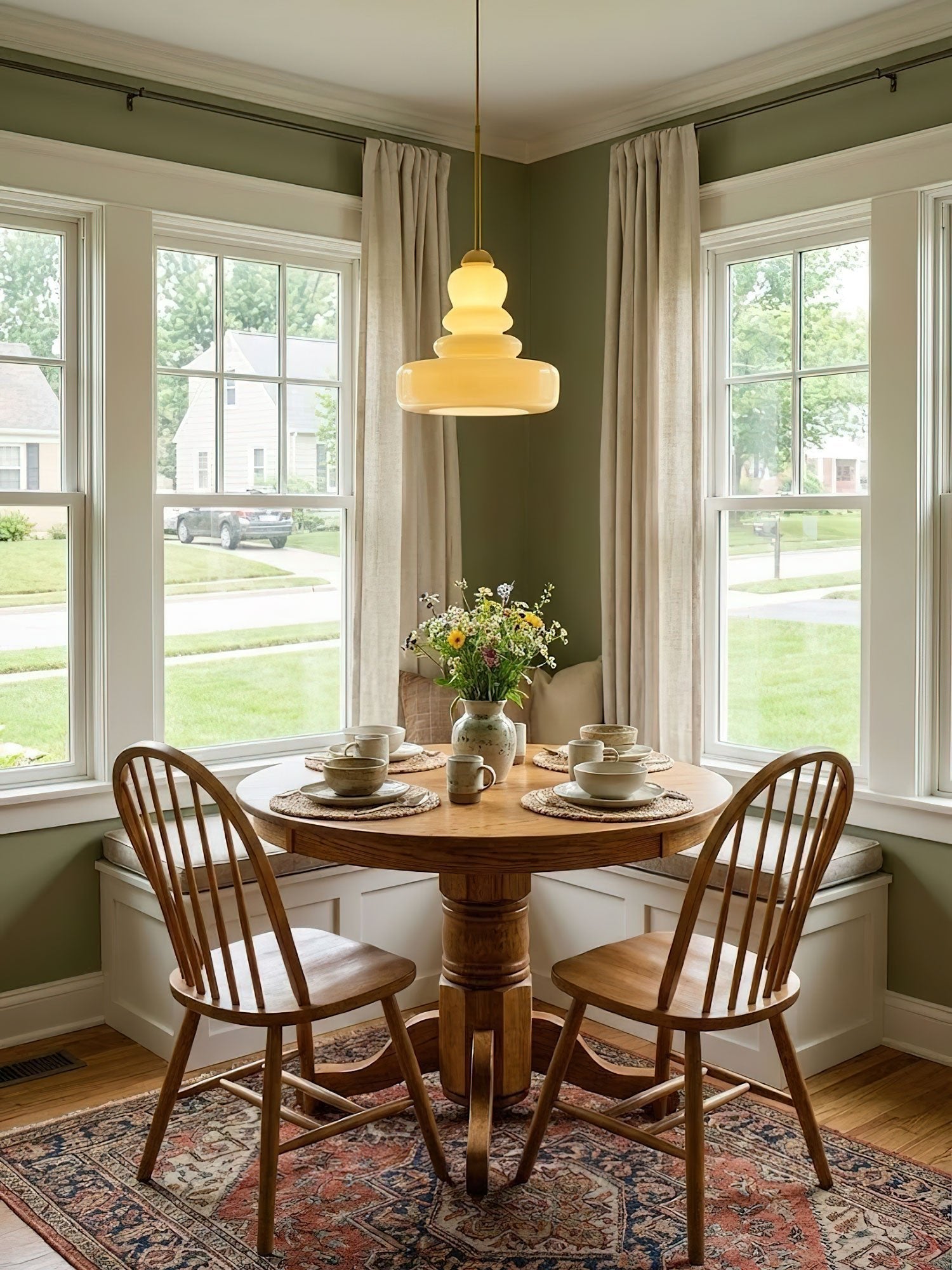 Glass Stacked Pendant Light Brass Fitting Art Deco Adjustable Height Kitchen Dining Room Home Decor - Stack & Clear 6