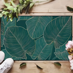 Gold Linear Leaf Non-Slip Door Mat Polyester 2