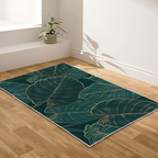 Gold Linear Leaf Non-Slip Door Mat Polyester 5