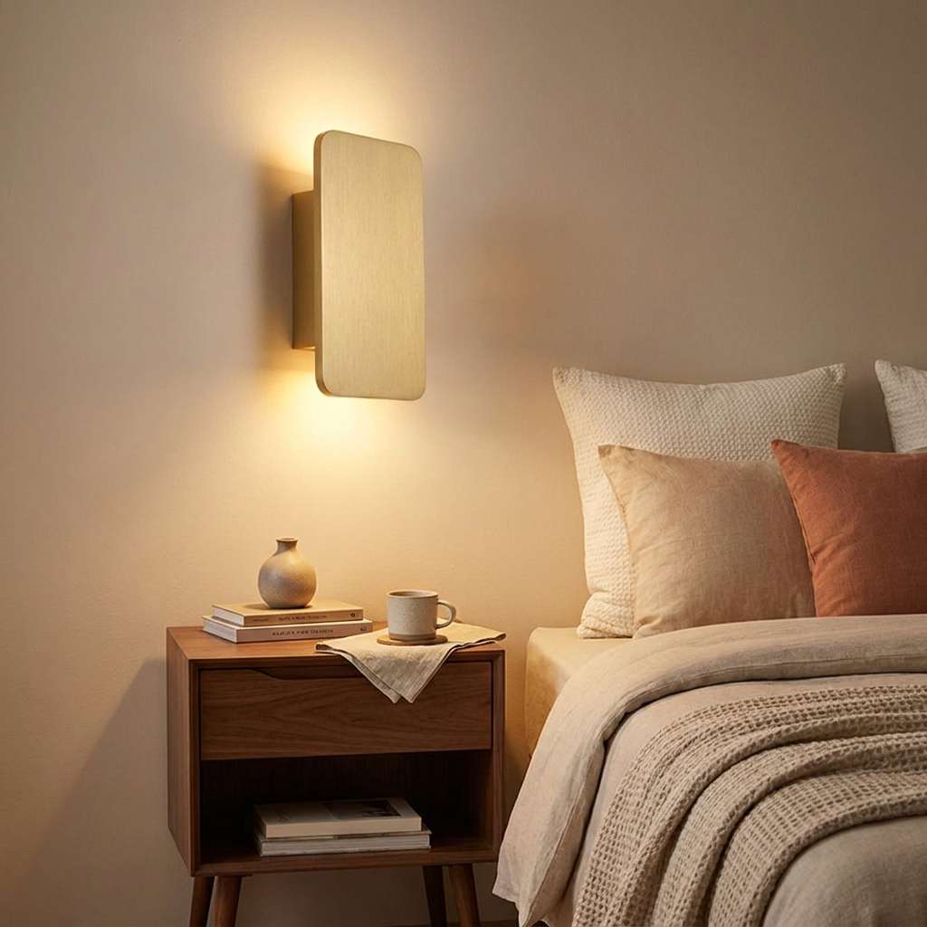 Gold Metal LED Wall Light Rectangular Bar Warm White Modern Bedroom Living Room Home Decor - Stack & Clear 0