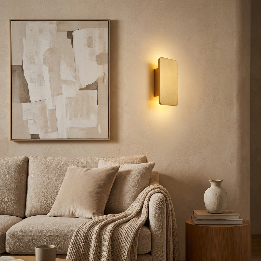 Gold Metal LED Wall Light Rectangular Bar Warm White Modern Bedroom Living Room Home Decor - Stack & Clear 1