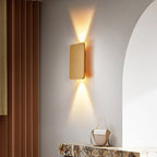 Gold Metal LED Wall Light Rectangular Bar Warm White Modern Bedroom Living Room Home Decor - Stack & Clear 2
