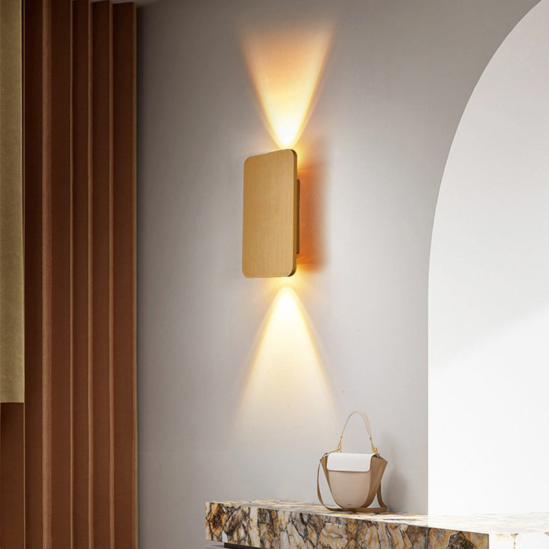 Gold Metal LED Wall Light Rectangular Bar Warm White Modern Bedroom Living Room Home Decor - Stack & Clear 2