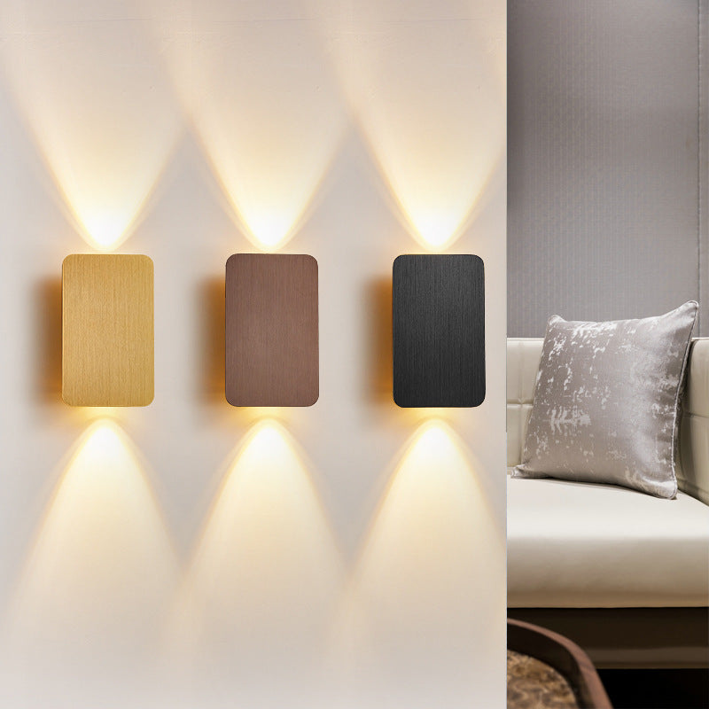 Gold Metal LED Wall Light Rectangular Bar Warm White Modern Bedroom Living Room Home Decor - Stack & Clear 3