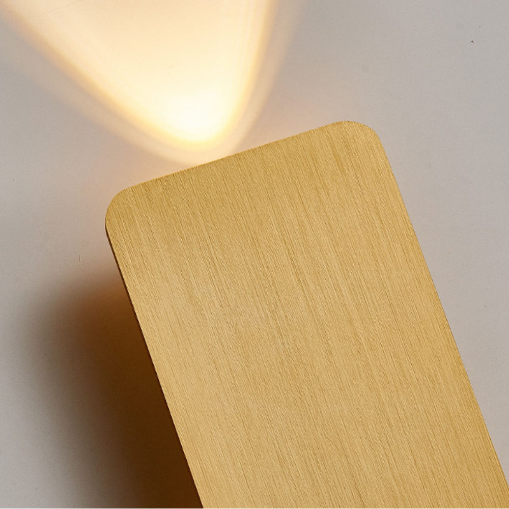 Gold Metal LED Wall Light Rectangular Bar Warm White Modern Bedroom Living Room Home Decor - Stack & Clear 5