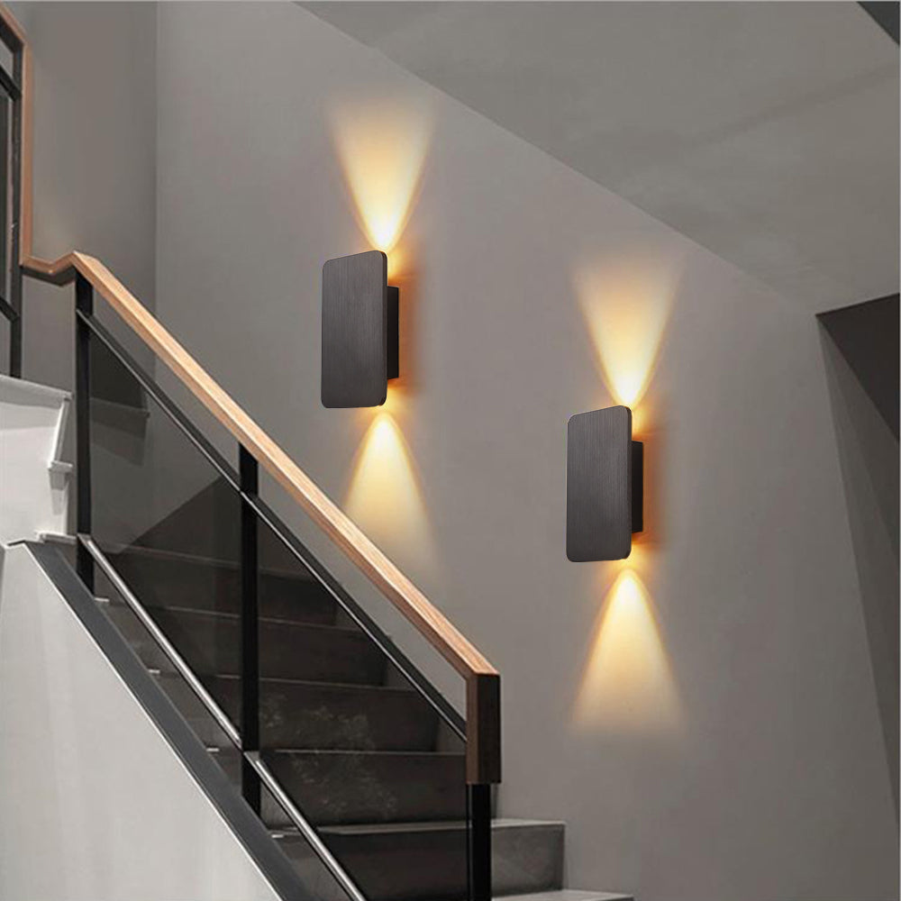 Gold Metal LED Wall Light Rectangular Bar Warm White Modern Bedroom Living Room Home Decor - Stack & Clear 6