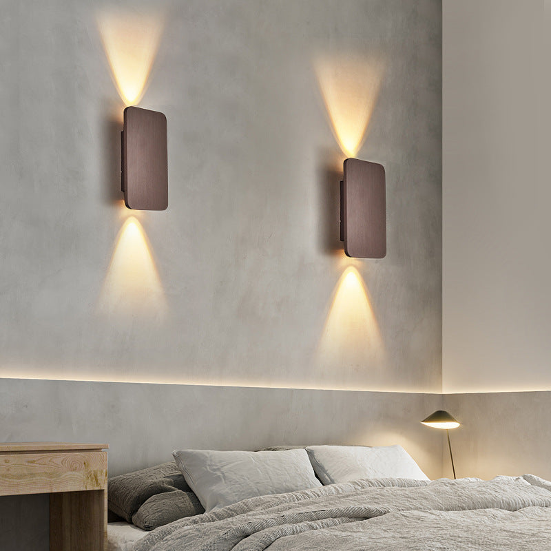 Gold Metal LED Wall Light Rectangular Bar Warm White Modern Bedroom Living Room Home Decor - Stack & Clear 7