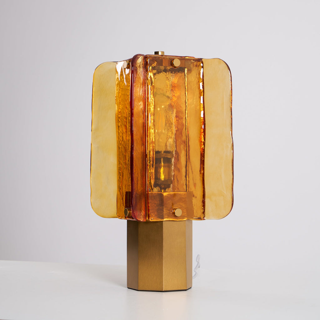 Golden Ray Elegance Amber Glass Table Lamp Gold Finish 0